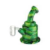 Eyce Oraflex Silicone Dab Rig in swirling green design, 5" height, 10mm female joint - front view