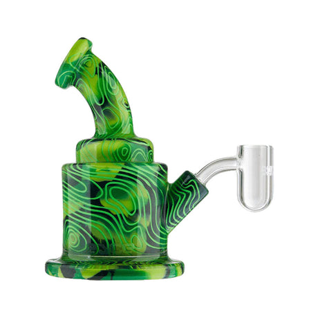 Eyce Oraflex Silicone Dab Rig in Jungle Green, 5" Tall, 10mm Female Joint, Angled Side View