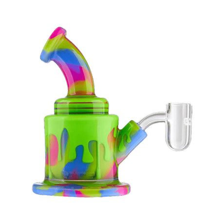 Eyce Oraflex Silicone Dab Rig in Slime variant, 5" height, 10mm female joint, side view on white