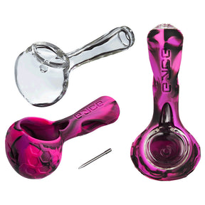 Eyce ProTeck Alien Spoon Pipes, 10 Pack Assorted Colors, Silicone with Deep Bowl, Top View