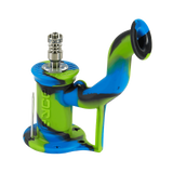EYCE Rig 2.0 Silicone Dab Rig in Estonia Green/Blue with Titanium Nail - Angled Side View