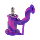 EYCE Rig 2.0 silicone dab rig in Flower Purple with titanium nail, angled side view
