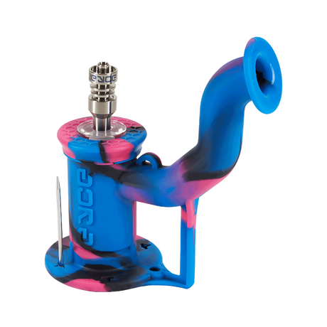 EYCE Rig 2.0 Silicone Dab Rig in Unicorn Pink with Titanium Nail - Angled Side View