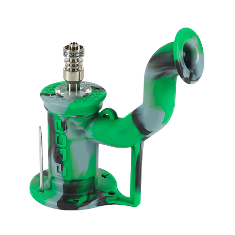 EYCE Rig 2.0 Dab Rig in Urban Green, Silicone Body with Titanium Nail, Side View