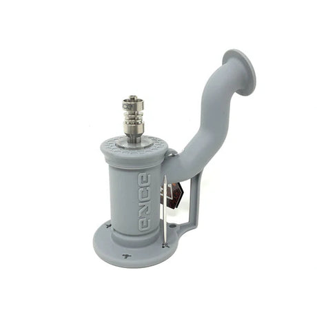Eyce Rig II Cool Gray silicone dab rig with titanium nail, portable 90-degree joint design