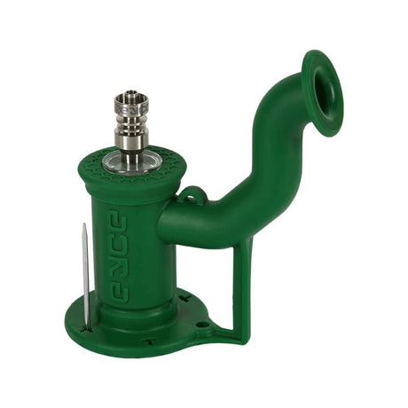 Eyce Rig II in Dark Green, Portable Silicone Dab Rig with Titanium Nail, 90 Degree Joint - Side View