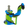 Eyce Rig II silicone dab rig in blue and green, 90-degree joint angle, portable design
