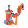 Eyce Rig II in Fuego color variant, a portable silicone dab rig with titanium nail, angled at 90 degrees