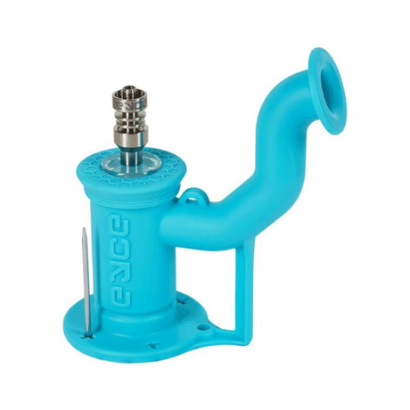 Eyce Rig II in Nu Blue - Silicone Dab Rig with Titanium Nail, 90 Degree Joint - Side View