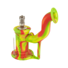 Eyce Rig II in Rasta colors, portable silicone dab rig with titanium nail, 90-degree joint, side view