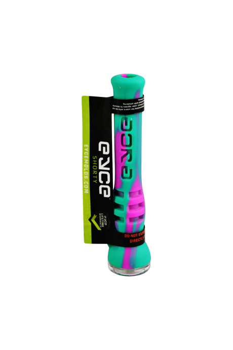 EYCE Shorty Chillum in vibrant pink and green silicone, 3.7" size, 10-pack, front view on white background