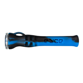 Eyce Shorty Taster in Deep Blue, Durable Silicone One-Hitter Pipe, Side View on White Background