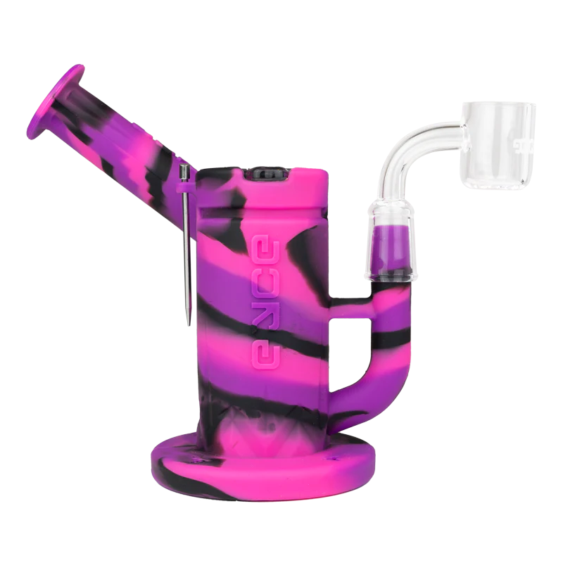 Eyce Sidecar Dab Rig in Bangin color, compact silicone design with honeycomb percolator, 90-degree joint