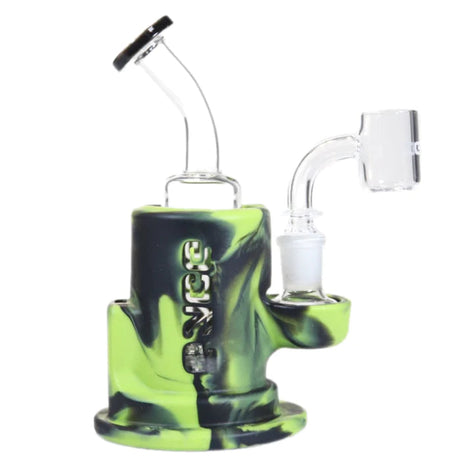 Eyce Spark Dab Rig in Creature Green with Showerhead Percolator and Glass Mouthpiece