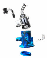 Eyce Spark Dab Rig in blue with showerhead percolator, glass on glass joint, and accessories