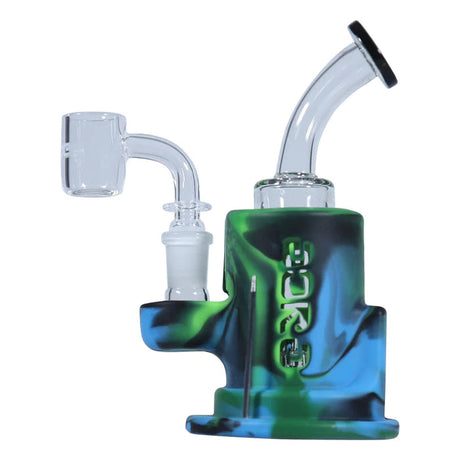 Eyce Spark Dab Rig in Green and Black with Showerhead Percolator and Glass Bowl - Side View