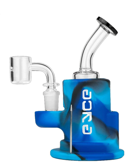 Eyce Spark Dab Rig in blue with clear borosilicate glass, showerhead percolator, front view on white background