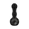 Eyce Spoon hand pipe in black, front view, made of silicone and borosilicate glass, portable and durable