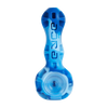 Eyce Spoon hand pipe in Blue Marble, silicone with borosilicate glass bowl, top view
