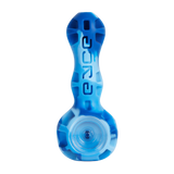 EYCE Spoon Hand Pipe in Blue Marble, Durable 4" Silicone, Front View on White Background
