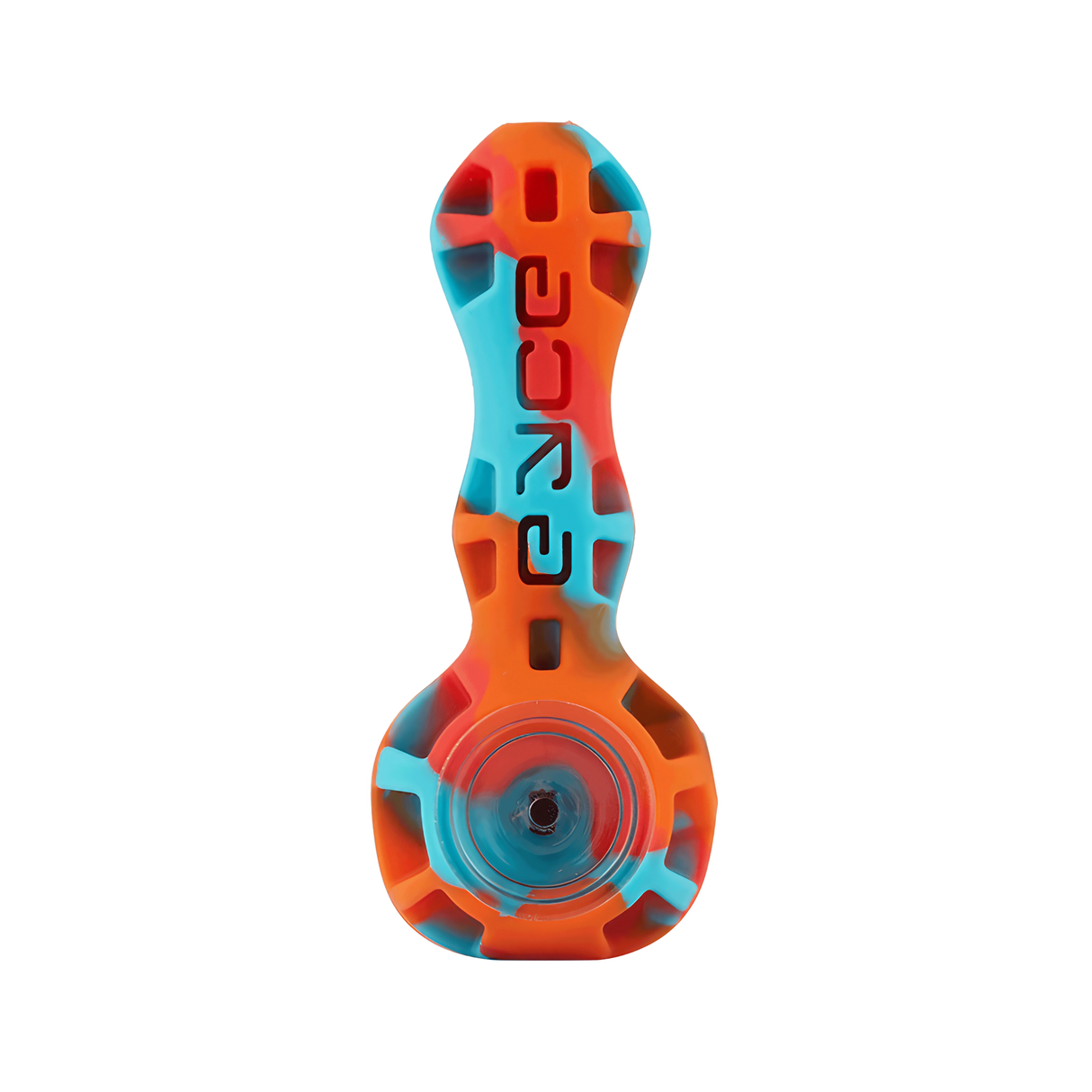 EYCE Spoon - 4" Silicone Hand Pipe in Vibrant Orange and Blue - Front View