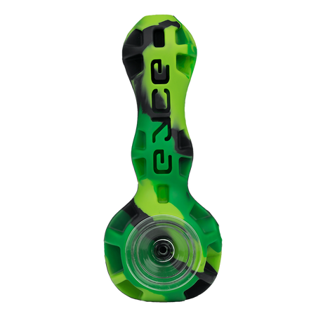 Eyce Spoon hand pipe in Jungle design with durable silicone and borosilicate glass, front view