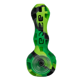 Eyce Spoon hand pipe in Jungle design with durable silicone and borosilicate glass, front view