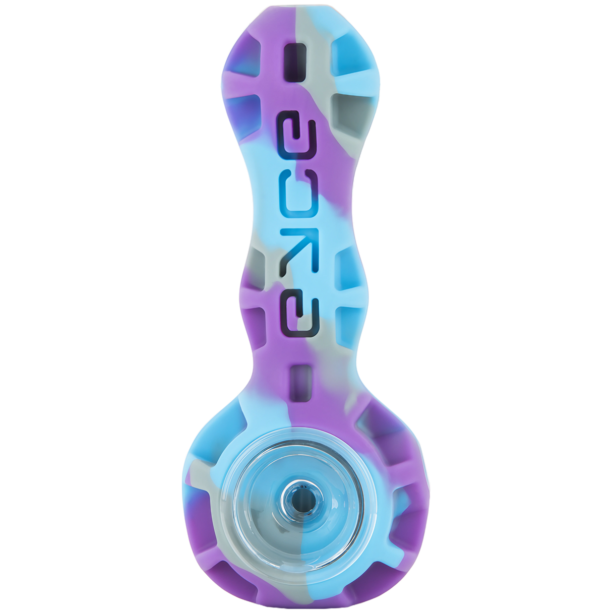 EYCE Spoon hand pipe in Mermaid Purple, 4" silicone with durable design, front view