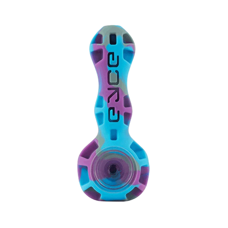 Eyce Spoon hand pipe in Mermaid Purple variant, portable silicone design with glass bowl, front view