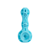Eyce Spoon hand pipe in Nu Blue, front view, with durable silicone body and borosilicate glass bowl