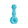Eyce Spoon hand pipe in Nu Blue, front view, with durable silicone body and borosilicate glass bowl