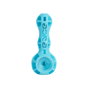Eyce Spoon hand pipe in Nu Blue, front view, with durable silicone body and borosilicate glass bowl