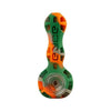 Eyce Spoon hand pipe in Riflecamo design, compact silicone with glass bowl, front view on white background
