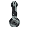 Eyce Spoon hand pipe in Smokeblk, silicone with borosilicate glass bowl, portable design, front view