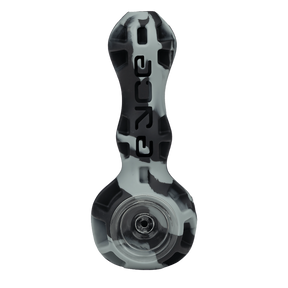 Eyce Spoon hand pipe in Smokeblk, silicone with borosilicate glass bowl, portable design, front view