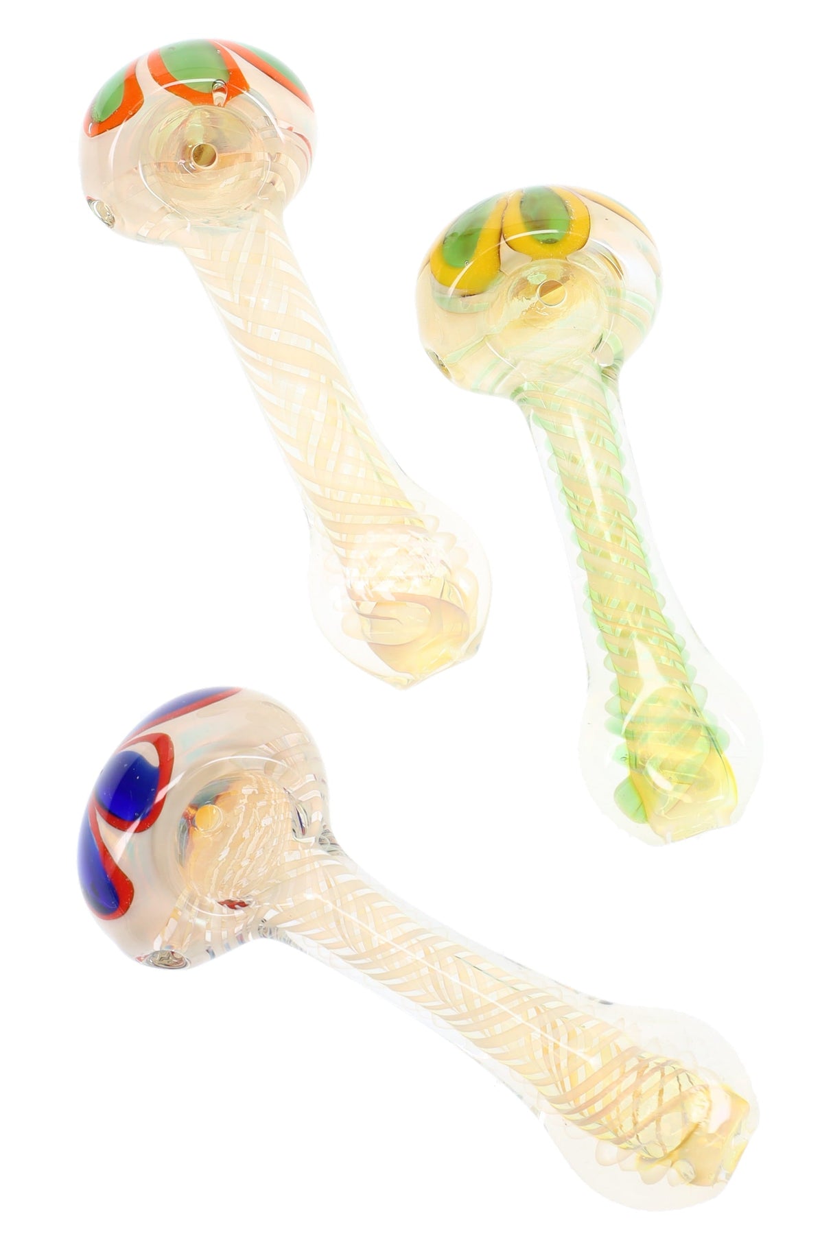Silver Fumed Spiral Spoon Pipe “Twist Bloom” – 4″ – Assorted Colors