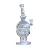 Calibear FAB EGG Dab Rig 8" with Seed of Life Perc, clear glass, outdoor side view