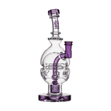 Calibear Fab Egg Dab Rig with purple accents, clear frosted glass, and beaker design, 8" height