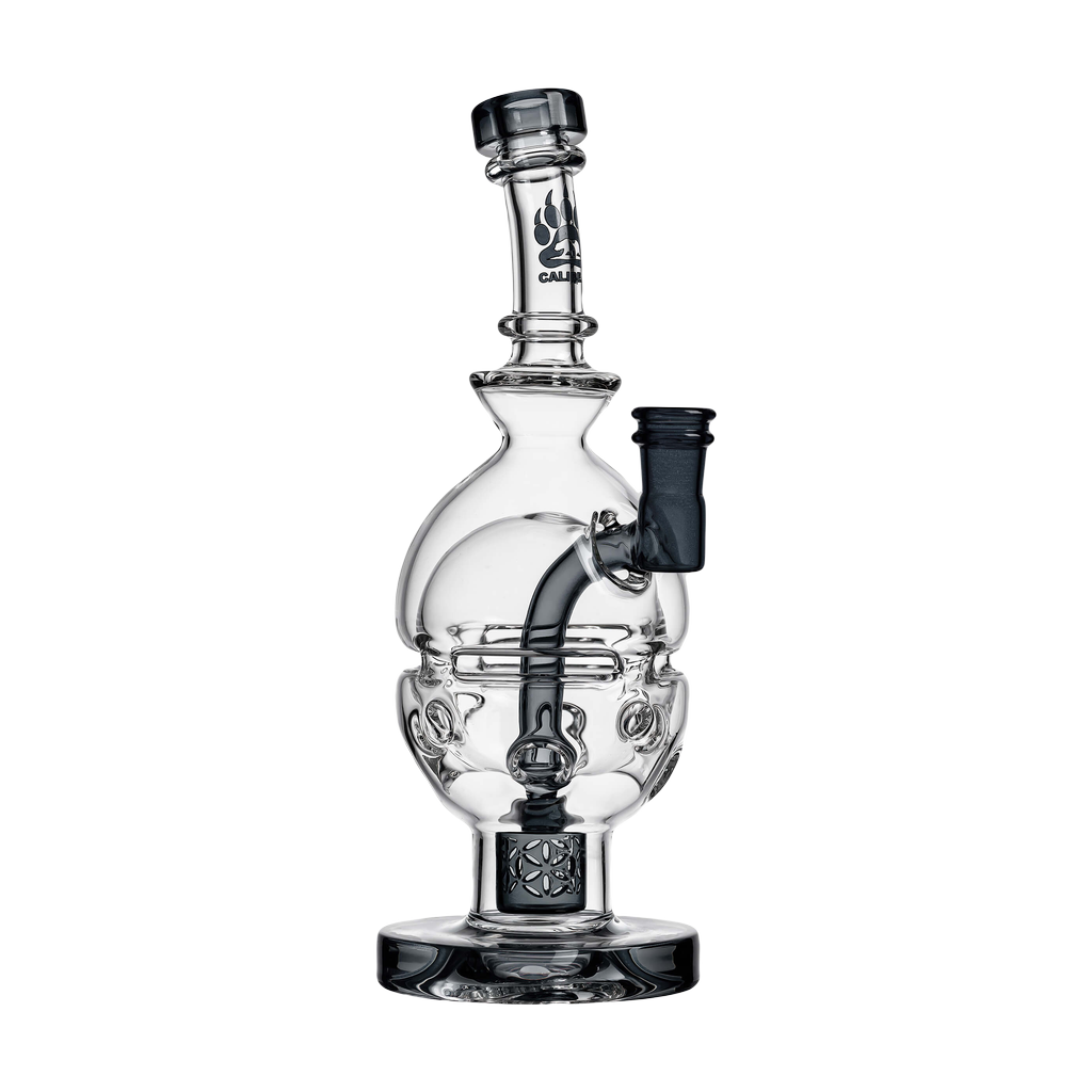 Calibear Fab Egg Dab Rig - Clear Glass with Frosted Accents and Black Base - Front View