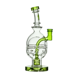 Calibear Fab Egg Dab Rig in Clear and Lime Green, 8" Height, 14mm Joint, Front View