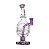 Calibear Fab Egg Dab Rig in Purple - Clear Glass with Frosted Detail - 8" Height