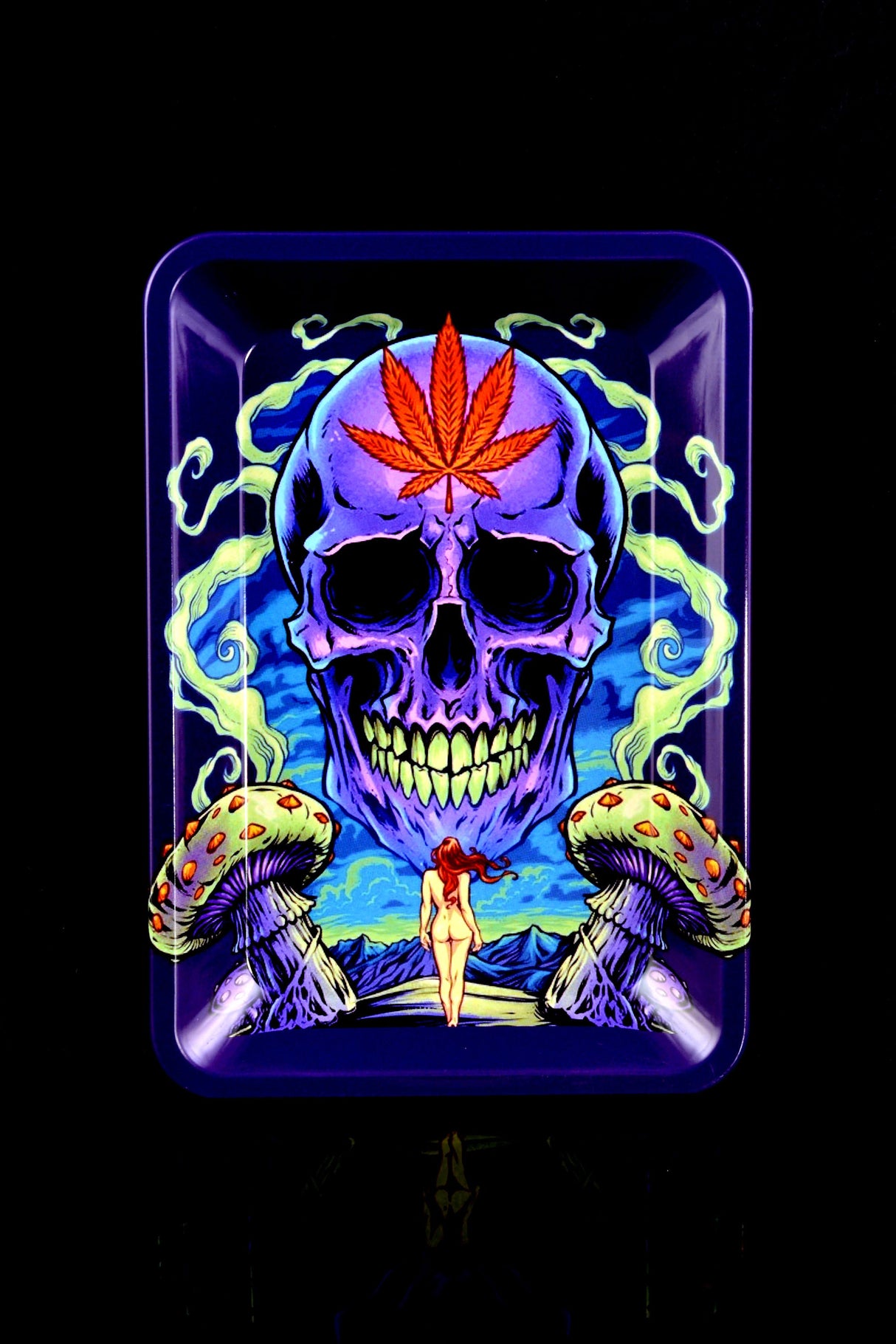Small Art Metal Rolling Tray – 7″ × 5″ – Select Design