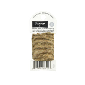 Famous Brandz Hemp Wick, 16.5ft Natural Organic Flame-Made Display Pack, Front View