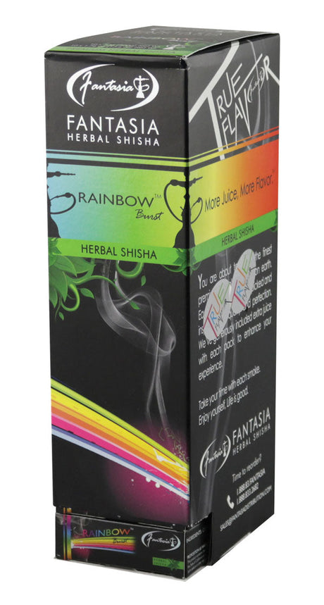 Fantasia Herbal Shisha 50g 10-pack Display Box, Rainbow Burst Flavor, Front View