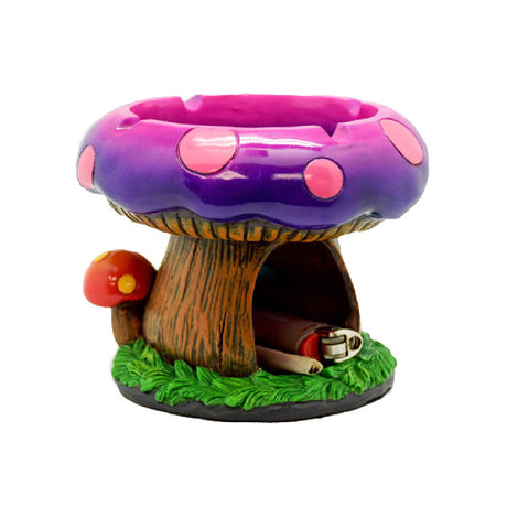 Polyresin Mushroom House Ashtray with Built-in Storage Compartment, Front View