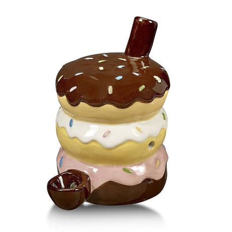 Fashioncraft Ceramic Handpipe shaped like a stacked donut, front view on white background