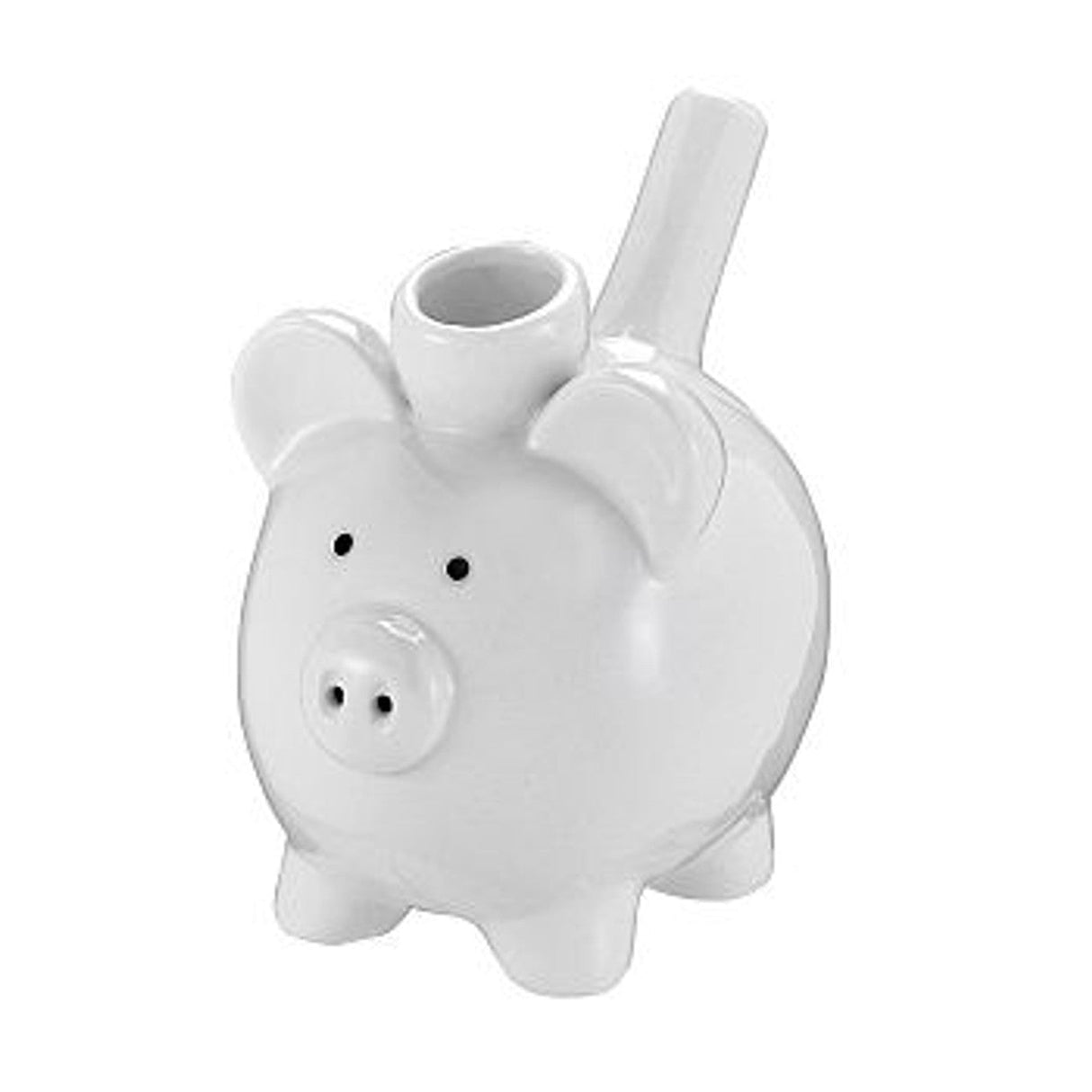 Fashioncraft Handpipe - Ceramic White Piggy Design with Front View