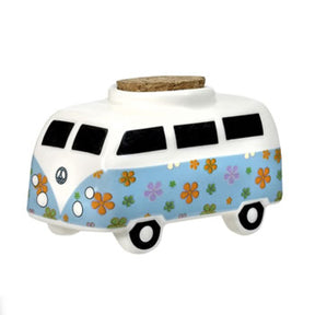 Fashioncraft Vintage Bus Ceramic Stash Jar, Medium Size, Front View on White Background