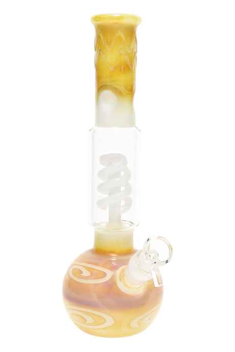 Silver-Fumed Glass Bubble Bong “Spiral Chill” – Coil Perc – 11½″