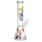 Festive Christmas Themed Glass Beaker Water Pipe - 10" with Santa Claus Design - Front View